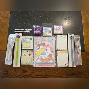 14x Cinnamoroll, Hello Kitty, Pochacco Stationary/Pens/Keychain Bundle--New